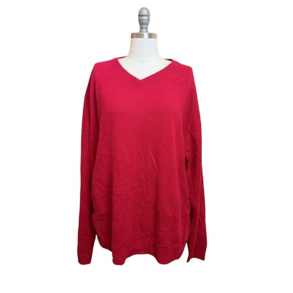 Pronto Uomo 100% Cashmere Sweater XL Red V-Neck Luxury Soft Knit Men’s Pullover - Picture 1 of 5